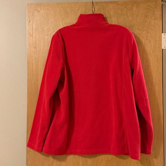 Lands' End Women’s Bold Red Zip-Up Fleece - Picture 2 of 5